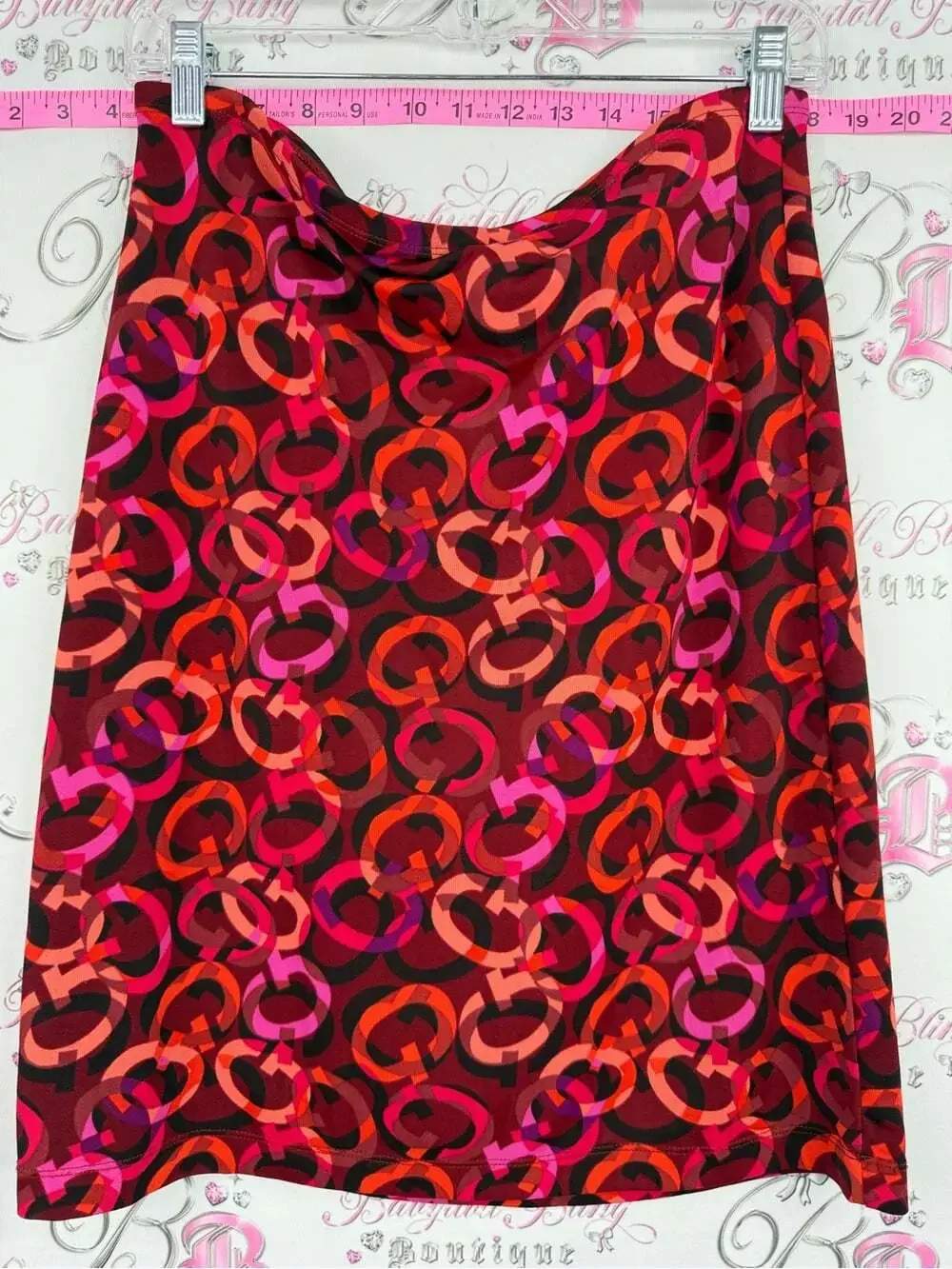 Guess USA skirt rare vintage y2k Red Pink Orange Circular-Print A-Line Skirt